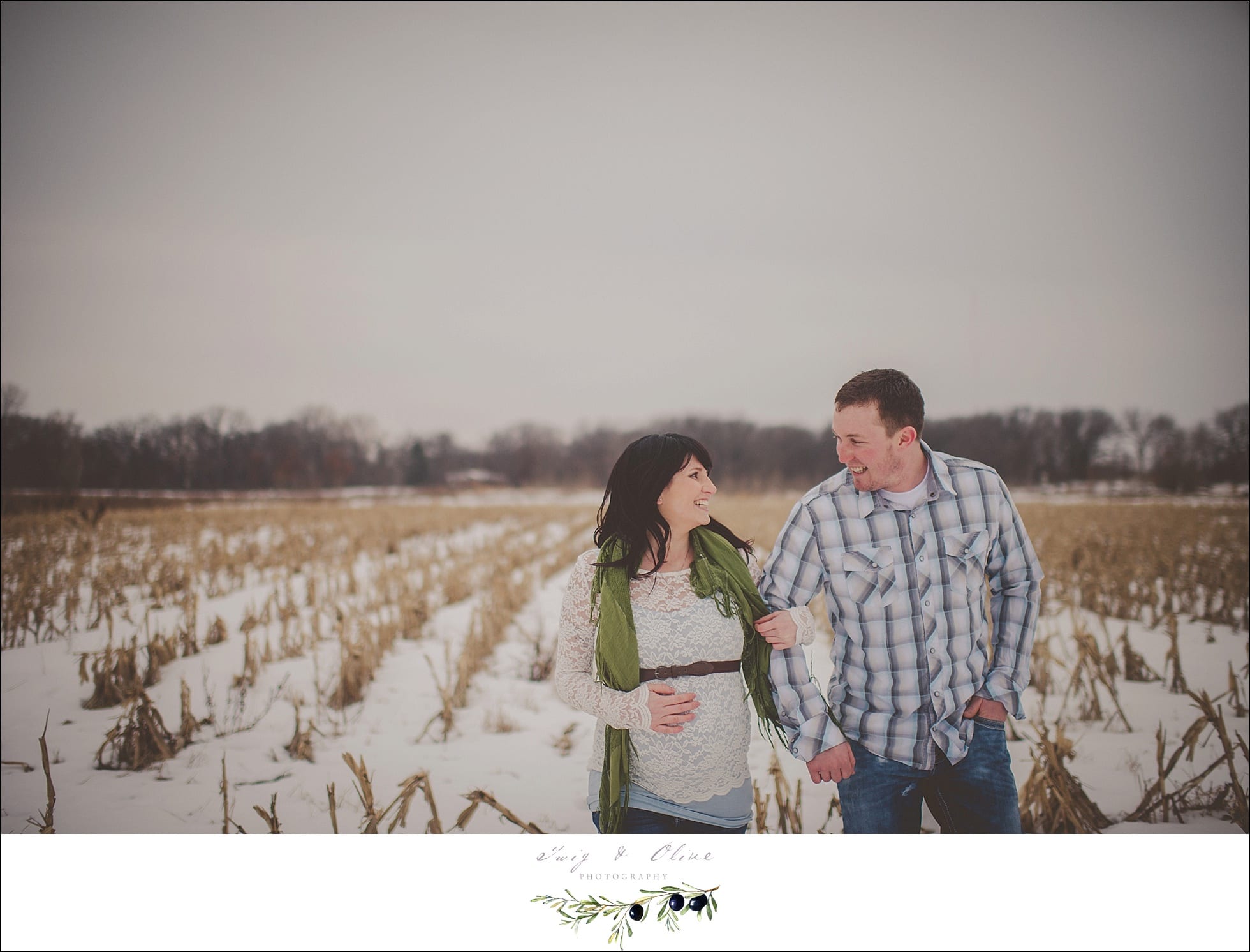 Couple winter maternity session