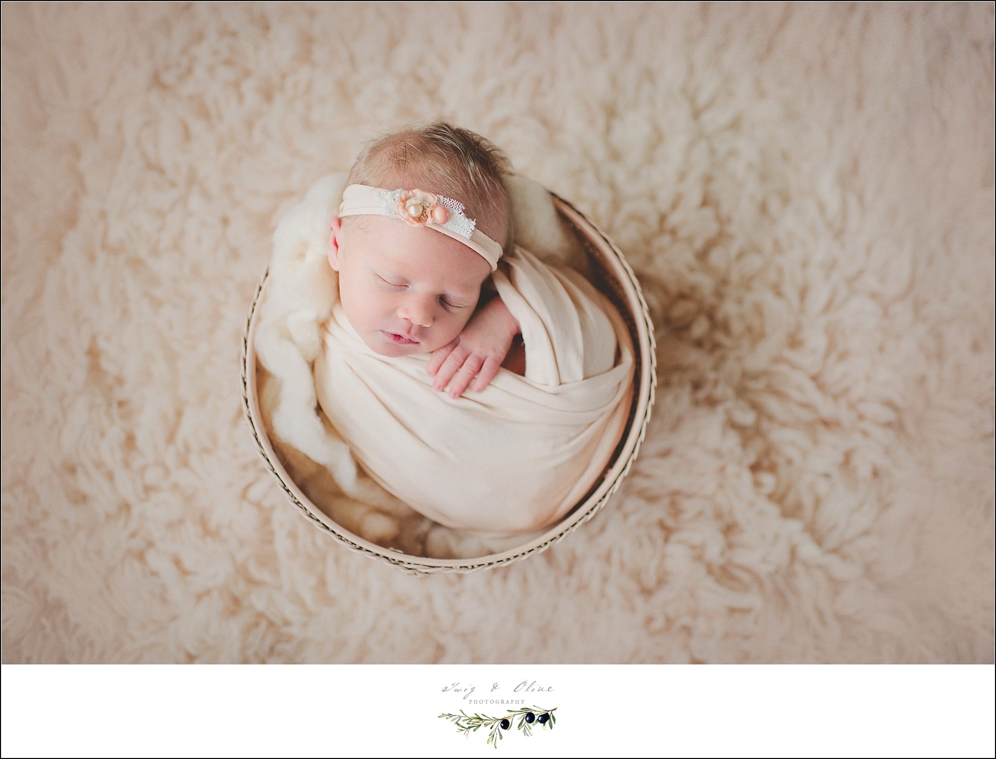 baskets, buckets, pails, elegant wraps, hair flowers, head bands, soft light, newborns, babies, Twig and Olive Photography