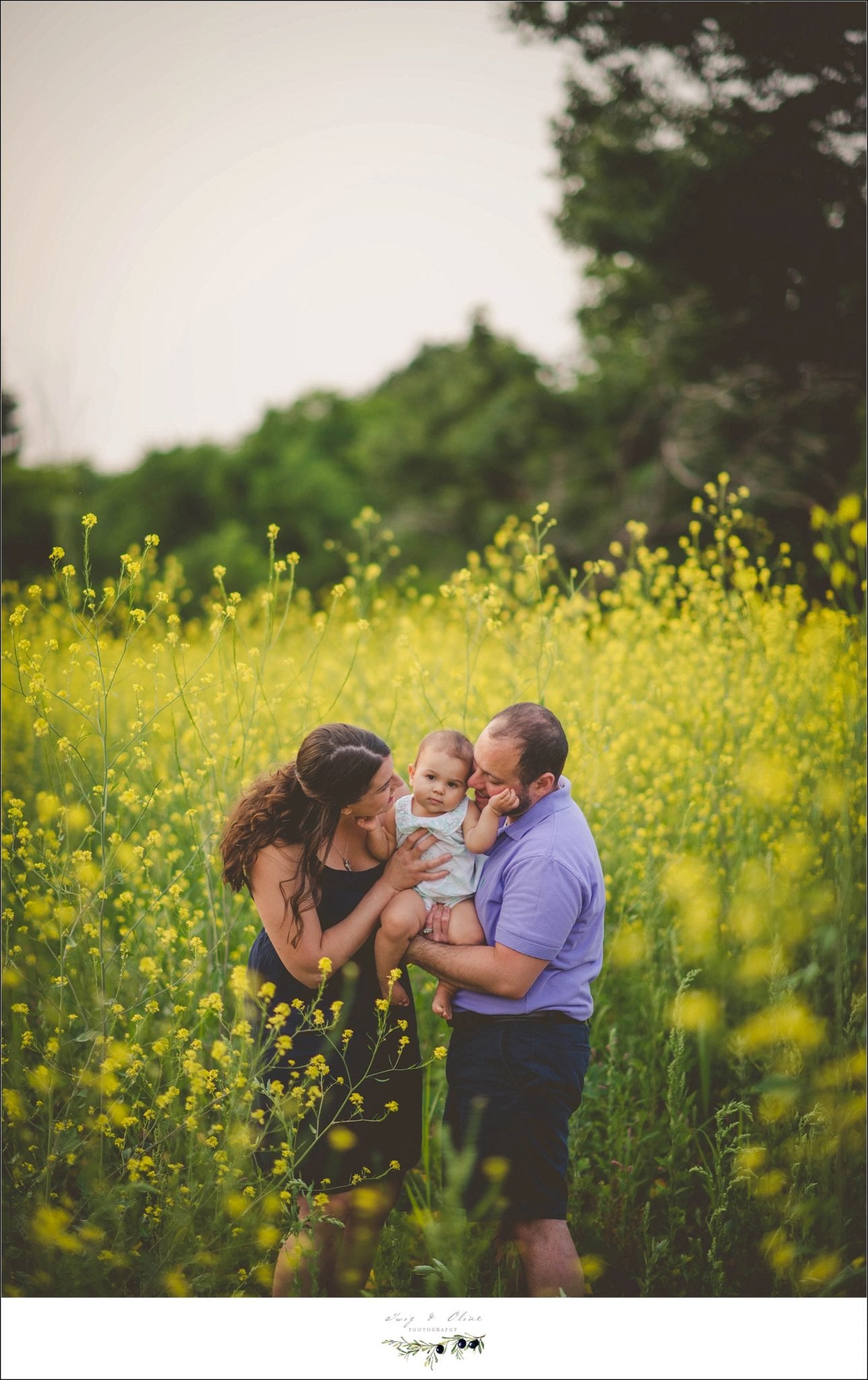 parents, yellow flowers, greenery, embrace, Twig and olive 