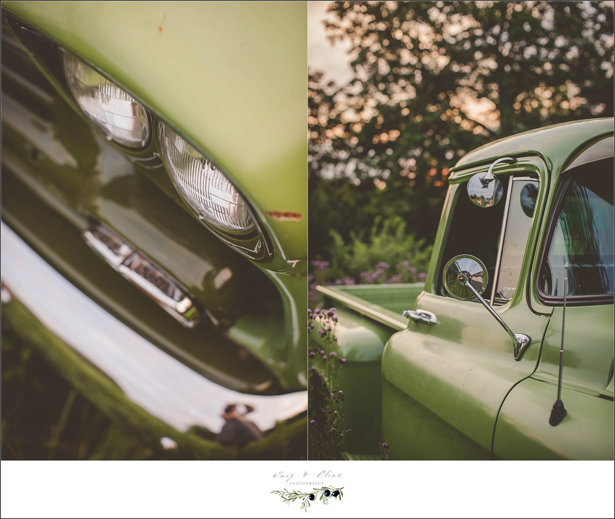 Rustic Manor, green truck, Delafield WI, vintage green truck, awesome green truck