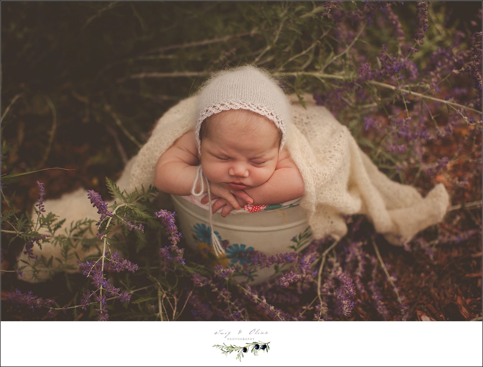 bonnets and blankets and purple flowers
