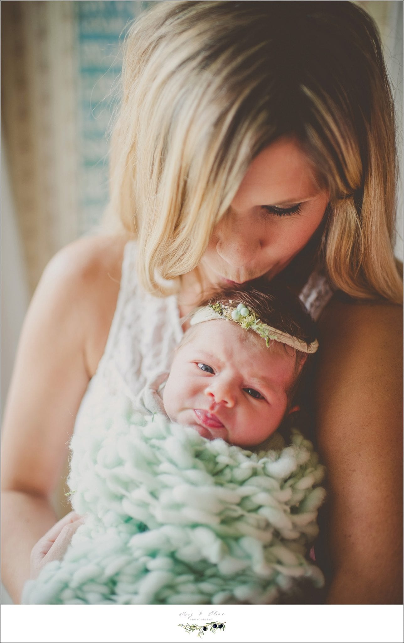 mommy and baby green blanket