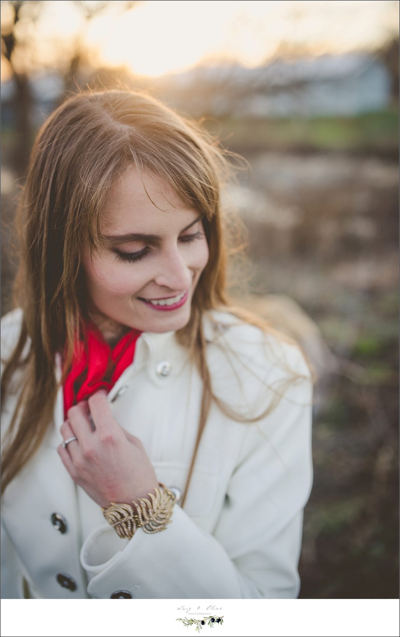 red scarf white jacket