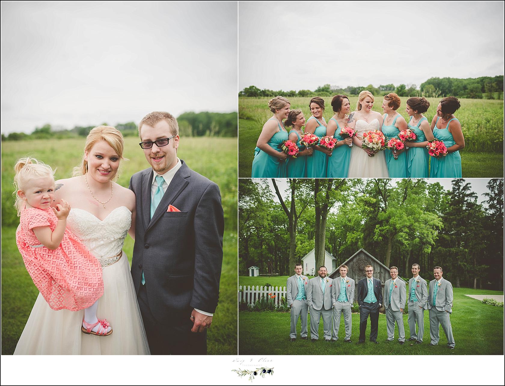 teal and pink wedding
